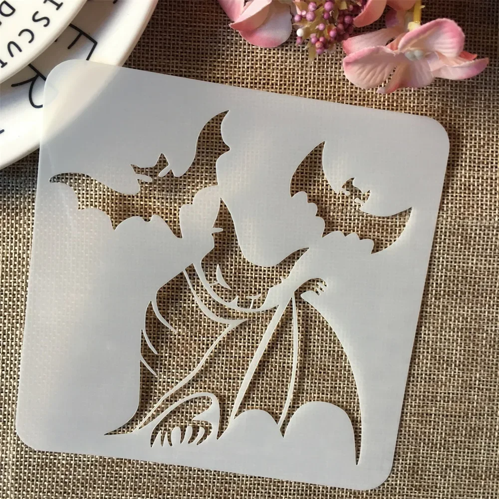 

1Pcs 5*5inch Magic Bat Evil Halloween DIY Layering Stencils Painting Scrapbook Coloring Embossing Album Decorative Template