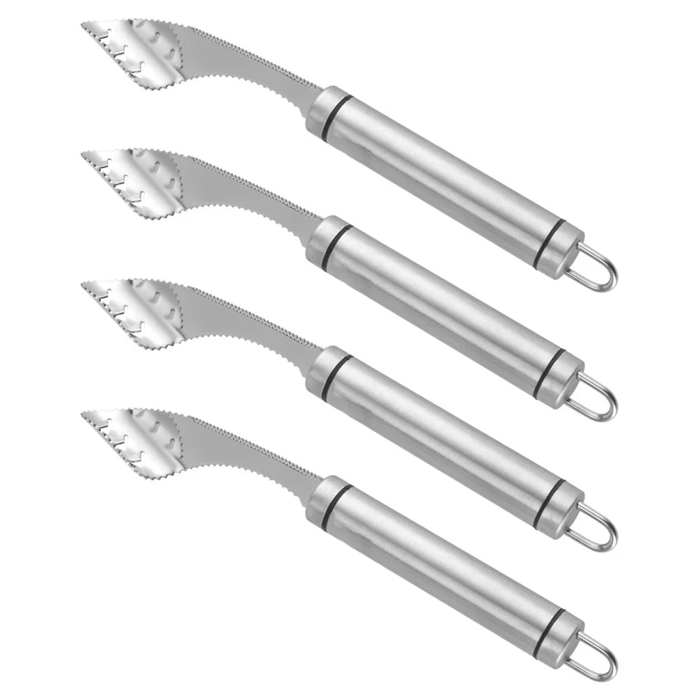 Herramienta Corer de pimiento de acero inoxidable, 4 Uds., con dientes afilados, práctico utensilio de cocina para barbacoa, eliminador de pimiento