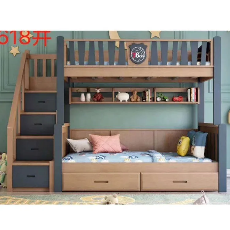 Kids Bunk Bed With Storage For Girls Children Wooden Bunk Bed With Slide Bunk Bed For Kids