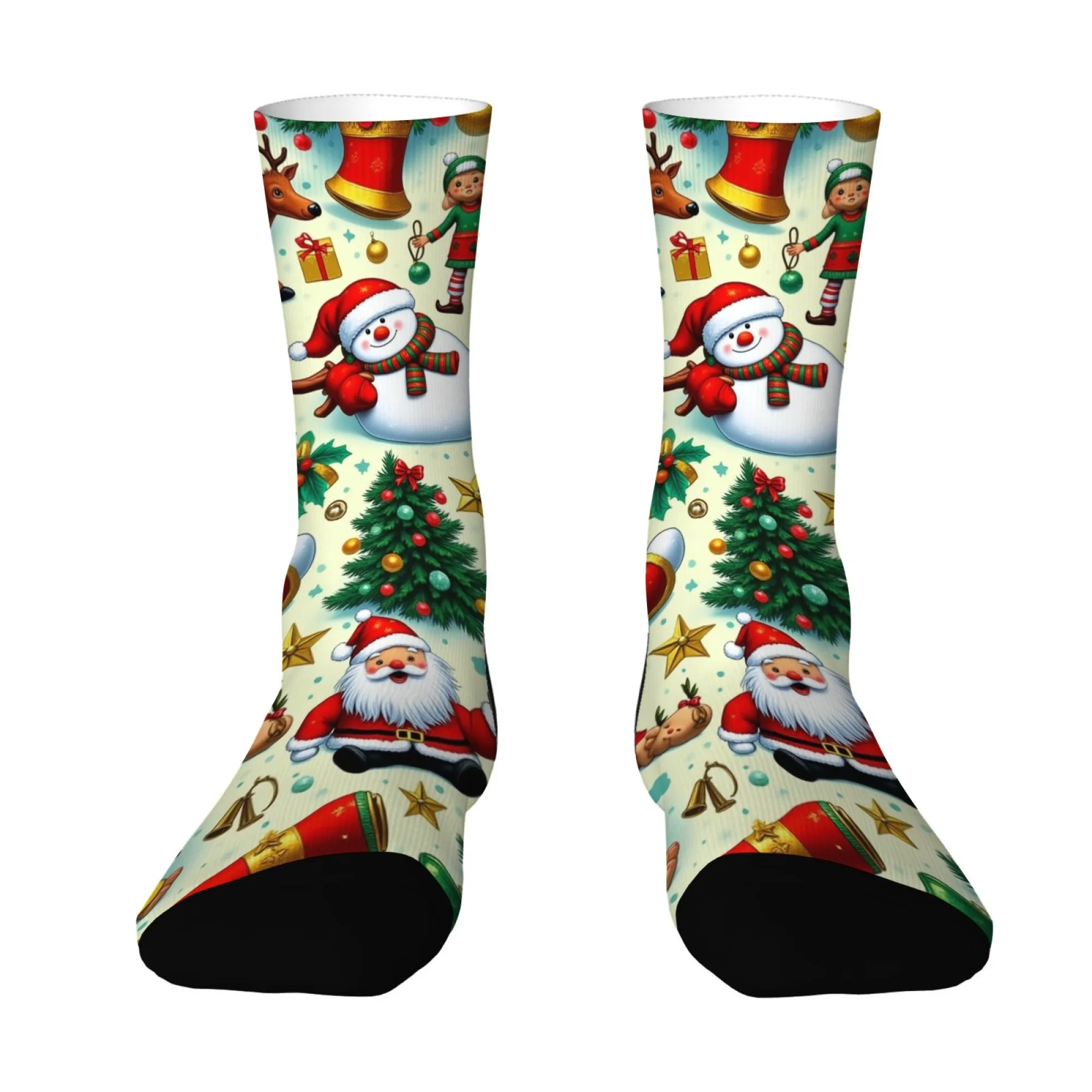 Kaus Kaki Natal Kartun dengan Semua Karakter, Kaus Kaki Pesta Liburan yang Menyenangkan untuk Pria Wanita, Set Hadiah Natal Lembut Berwarna-warni