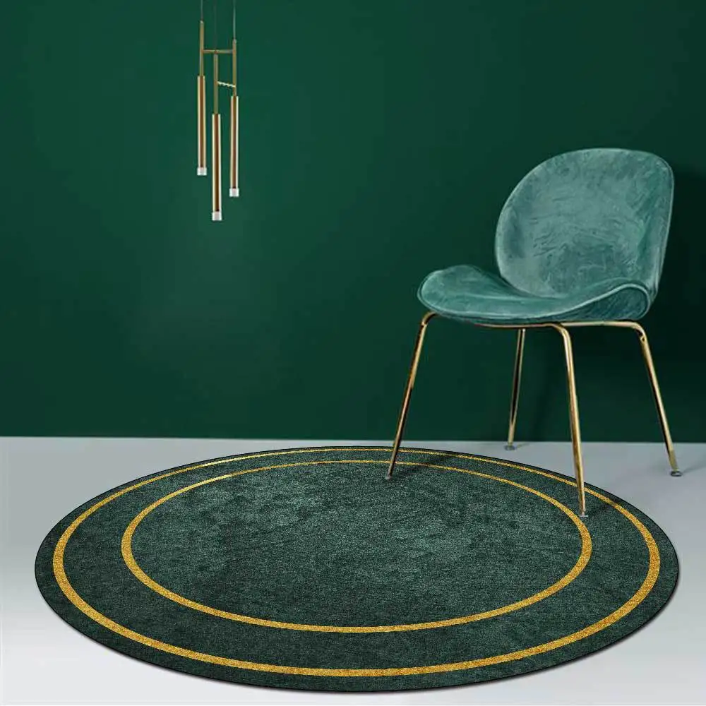 Luxury Rugs for Bedroom Dark Green Round Carpets Living Room Decoration Carpet Cloakroom Lounge Rug Home Decor Chair Mat