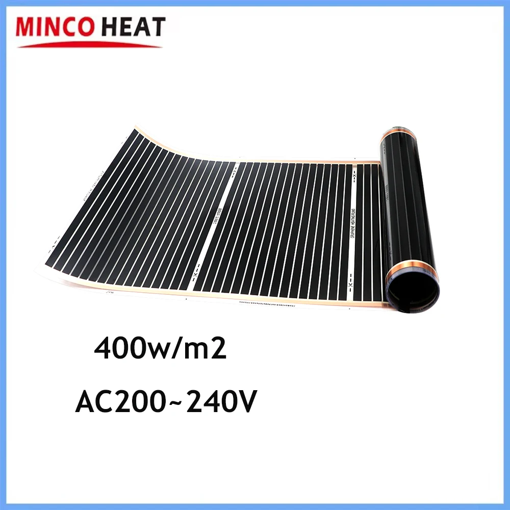 

Инфракрасная электрическая нагревательная пленка MINCO HEAT 400 Вт/м², теплый мат, макс. 70~80°C, 200 Вт/м для йога-залов и саун