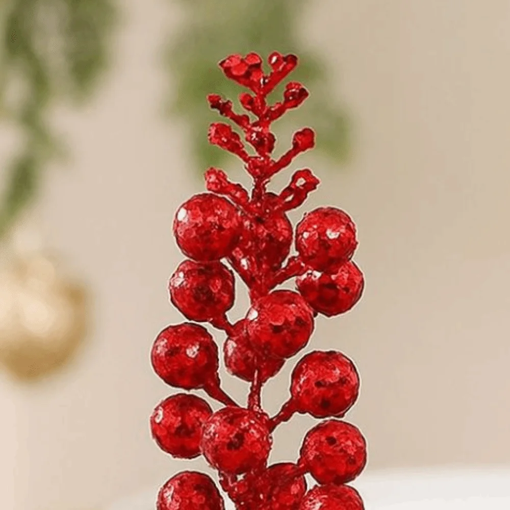 

13 Head Christmas Fruit Twig Ornament Sequins Simulation Christmas Decoration Realistic Christmas Socks/Hat