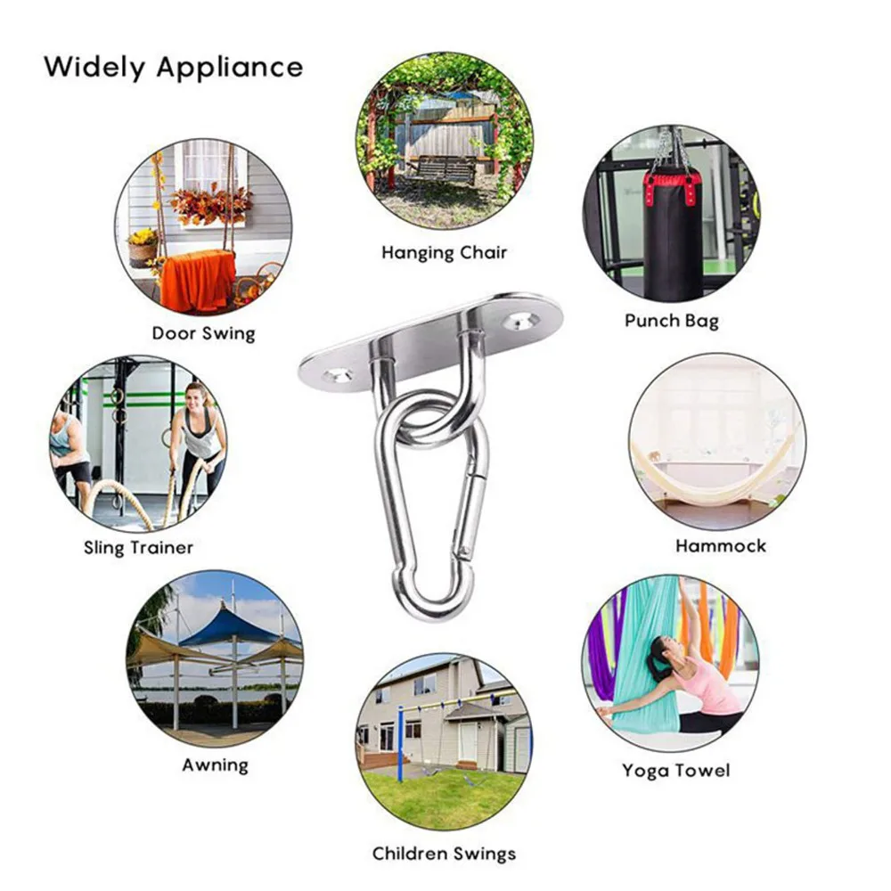 6 PCS Portable Pad Eye Plate Ceiling Mount Hooks Fixed Disk Staple Hook Loop Stainless Steel Hooks Hanger Kit Fixed Disk