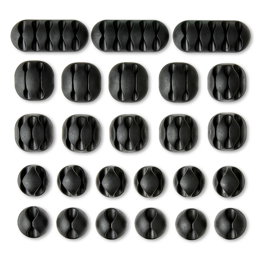 Router di cavi multiuso Supporti per cavi autoadesivi da 25 conteggi Organizzazione cavi da tavolo Ricarica cavi per monitor Ethernet