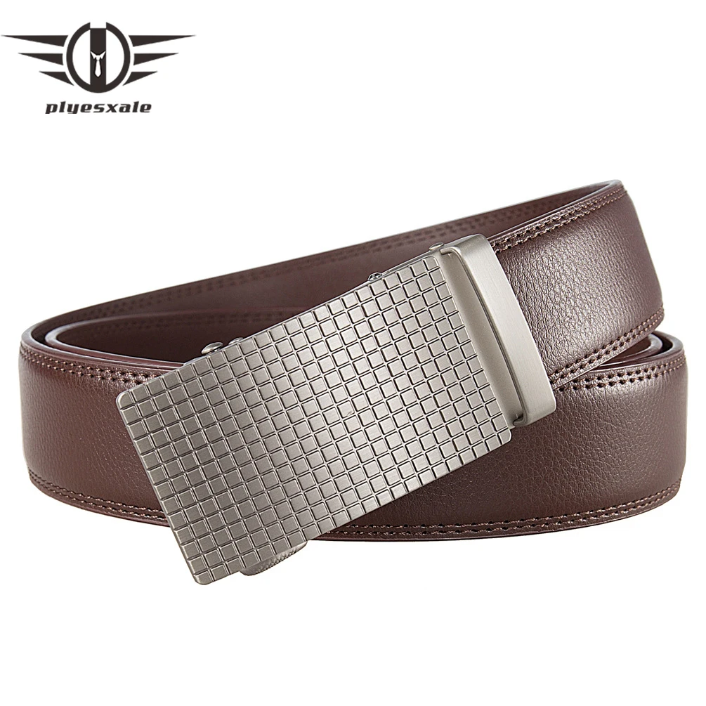 

Plyesxale Automatic Buckle Belts For Men Luxury Designer Brand Cowhide Genuine Leather Belt Men Casual cinturon hombre B1529