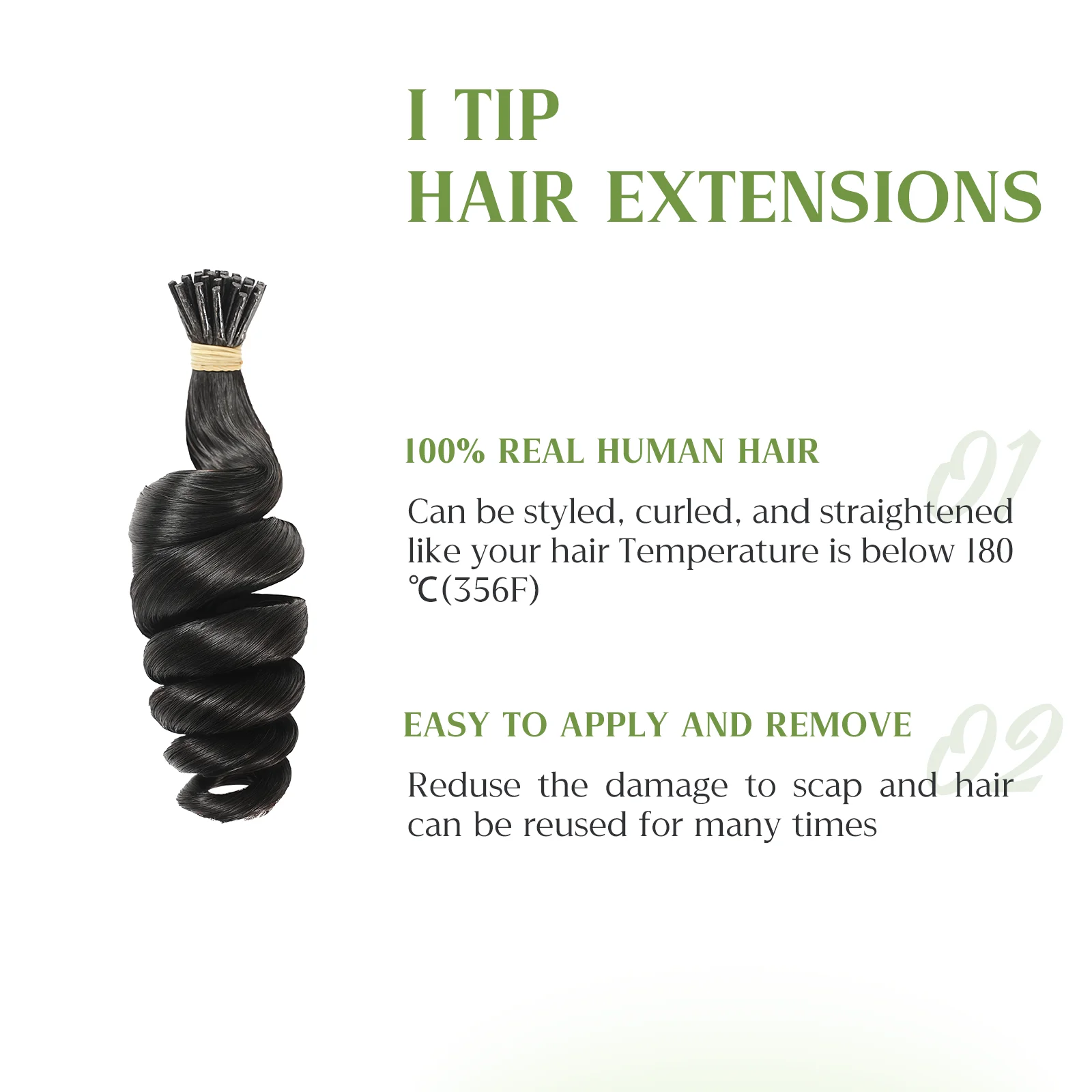 Powcign I تلميح وصلات شعر بشري فضفاض غريب مستقيم ITip الكيراتين 100% ريمي الشعر البشري I تلميح يدوية الشعر 50 جرام/الحزمة