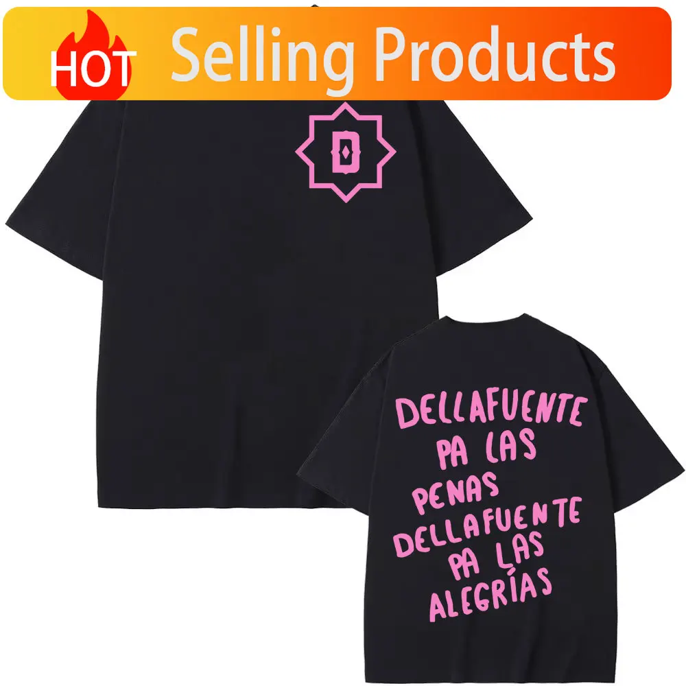 Rapper Dellafuente Pa Las Penas Dellafuente Pa Las Alegrías Print T Shirts Men Women Vintage Casual High Quality Cotton T-shirt