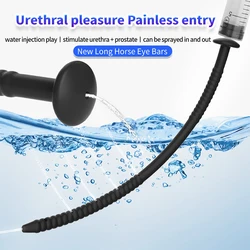 Hollow Silicone Penis Plug Horse Eye Tube Urethral Sounding Catheters Dilator Male Prostate Stimulator Syringe Washing Sex Toys