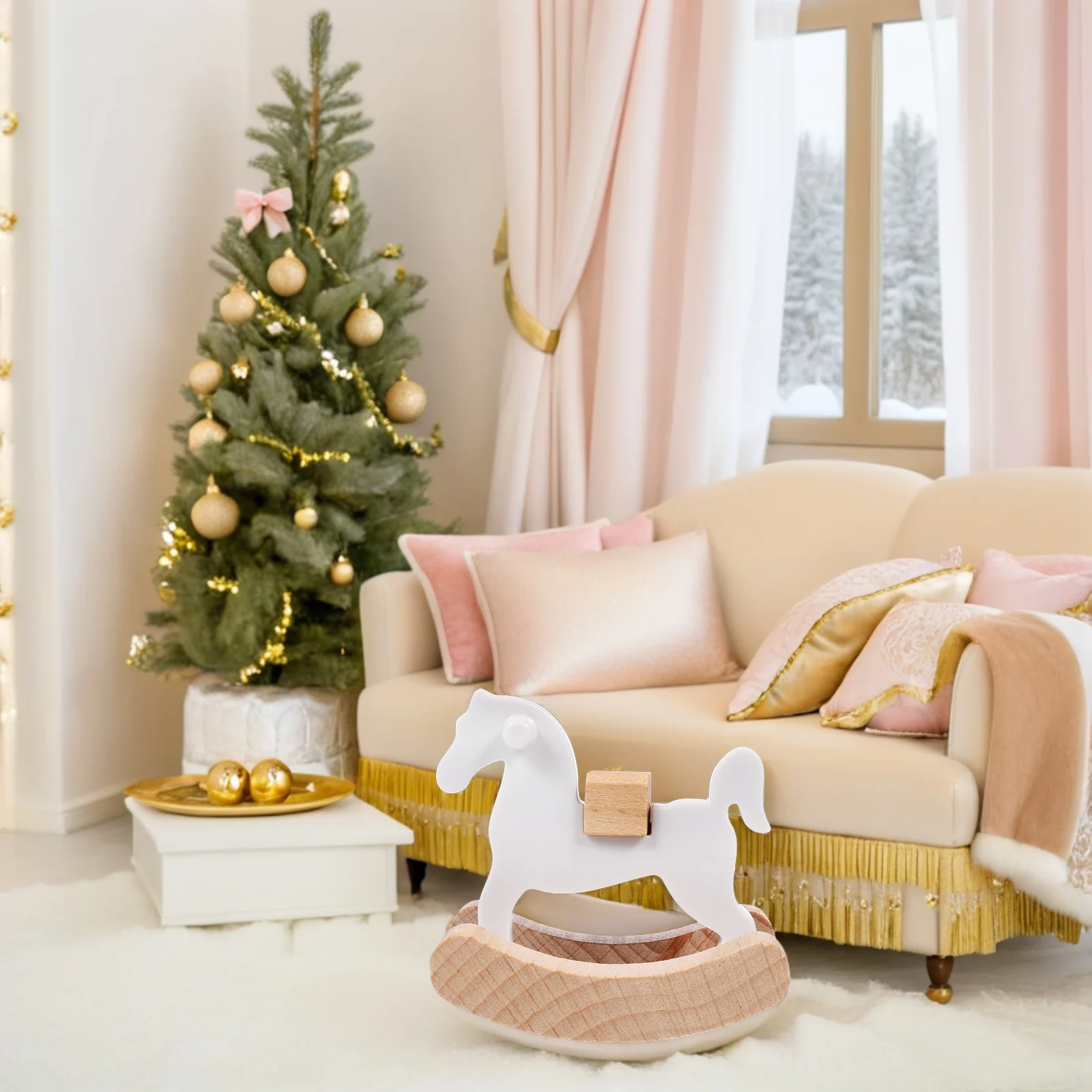 4 pezzi cavallo a dondolo in legno casa delle bambole in miniatura mobili per la scuola materna del bambino artigianato fatto a mano dettaglio esplorazione tattile animale da tavolo