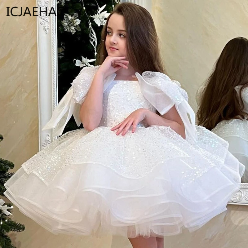 

ICJAEHAO Baby birthday Party Princess Outfit Luxury Sequined Girl Dress Fluffy Grand Event Clothes Childrens Formal Occasion