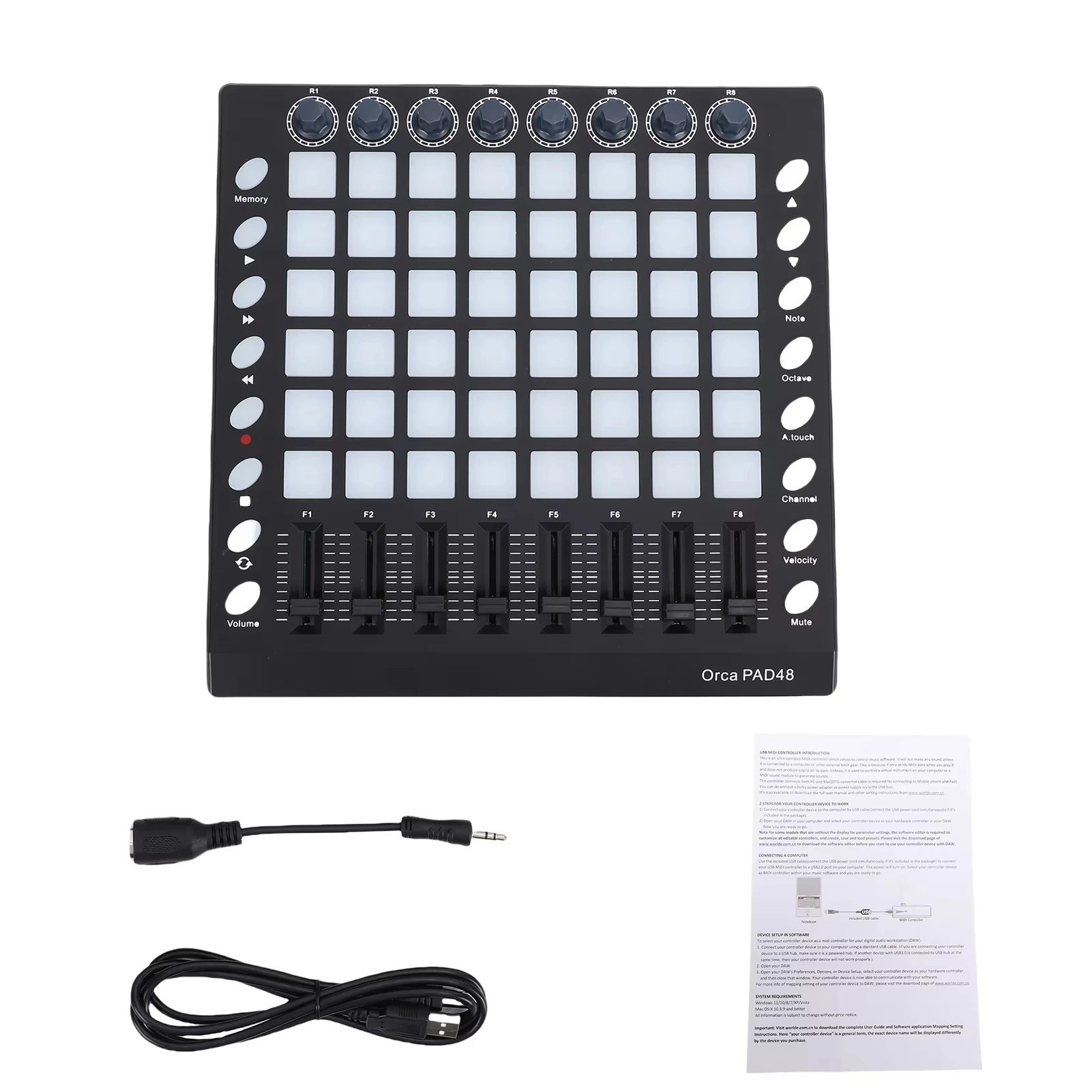 WORLDE PAD48 Beat Machine, 48 RGB Drum Pad USB-C DAW Controller