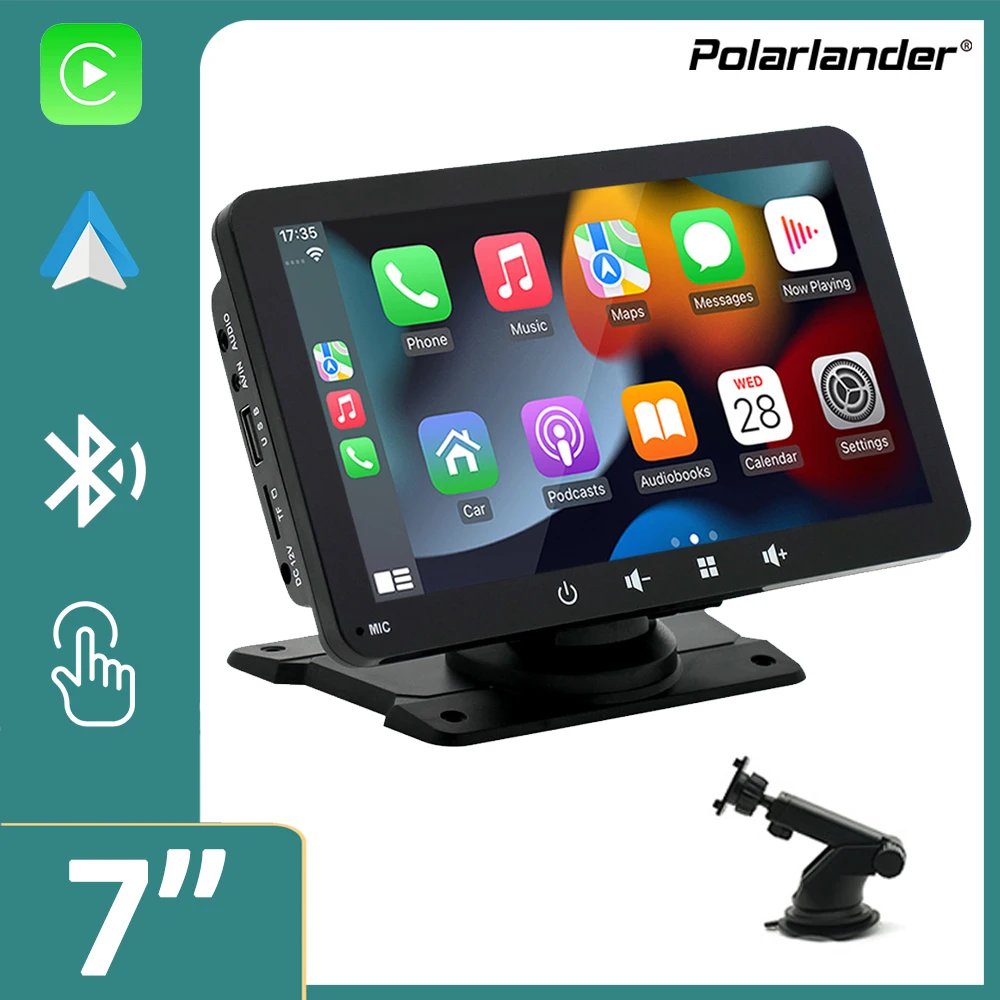 

7-дюймовый портативный беспроводной экран Apple Carplay с Android Auto для автомобильной стереосистемы, автомобильный экран с зеркальной связью, Airplay, Bluetooth