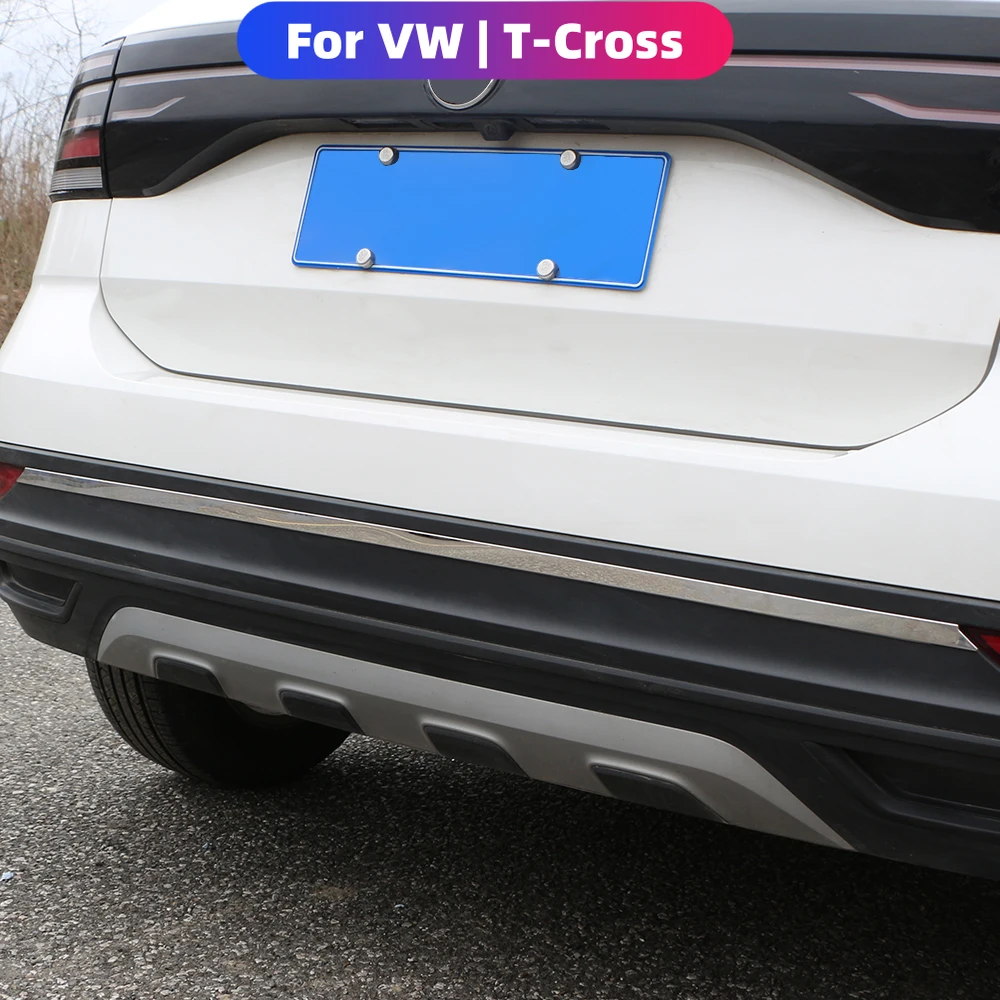 Rear Bumper Cover Trim for Volkswagen VW T-cross Tcross 2018 2019 2020 2021 2022 2023 Steel Car Trunk Tailgate Lip Strip