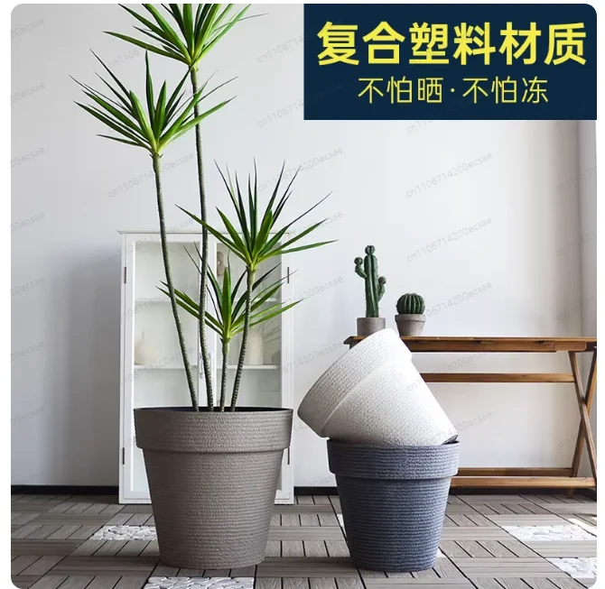 （just One）40x37cm Faux Ceramic Resin Flower Pot Indoor
