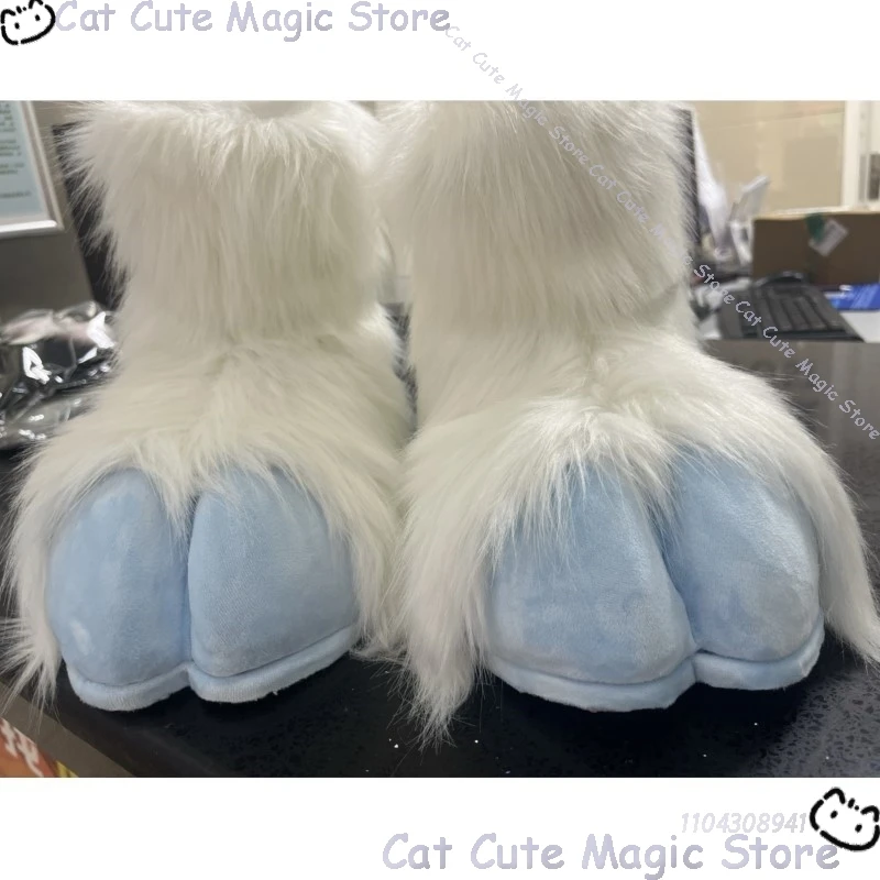 Shoes Furry Foot Cute Fursuit Kigurumi Cosplay Animal Beast Foot Multicolor Curly Furred Costume Gift Holloween Customized Girl