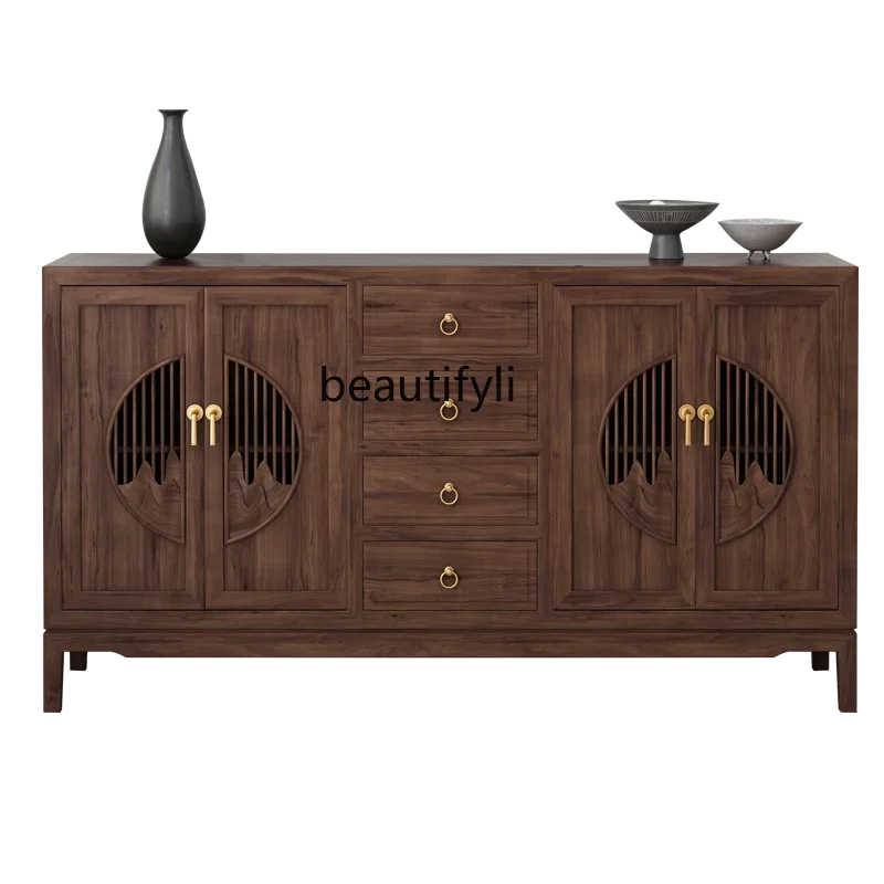 

Northern Old Elm Tea Side Cabinet Living Room Tea Table One-Piece Tea Side Cabinet Solid Wood Storage Cabinet