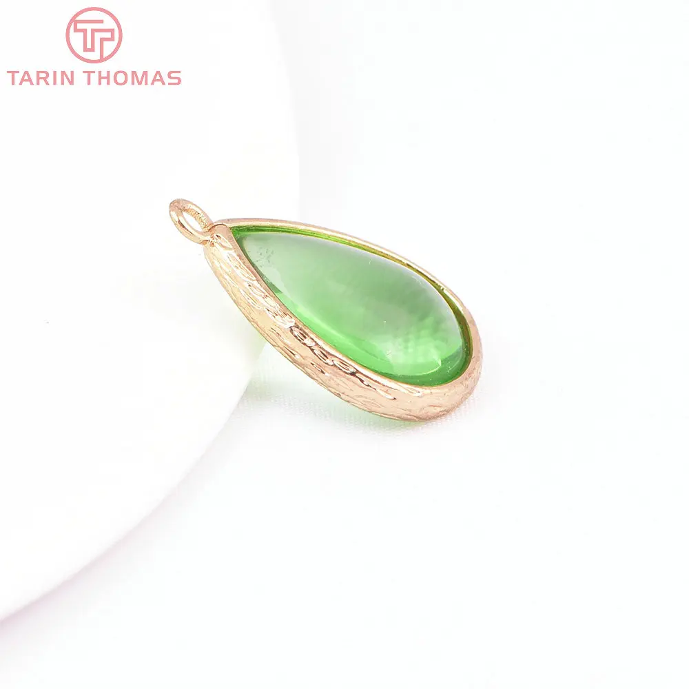 (4122)10PCS 22x14MM 24K Champagner Gold Farbe Messing und Glas Tear Drop Form Charms Anhänger Diy schmuck Erkenntnisse Zubehör – Detail 40
