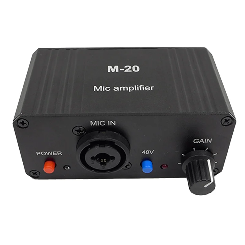 Dynamic Microphone Condenser Microphone Amplifier M-20 for Live Sound Card Speaker Audio 48V Phantom Power Charging