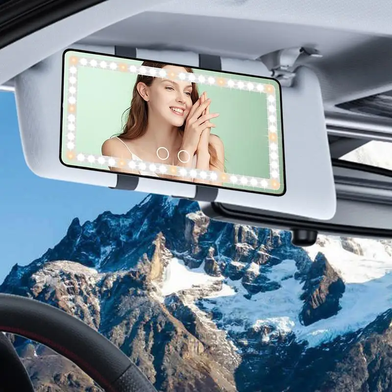 Car Led Light Makeup Mirror Sun Visor Led Light Mirror For Auto Dimmable 3-Speed Mode Multi-Functional Car Accessory For Sedan