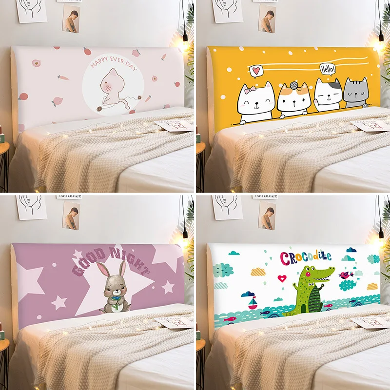 Crocodile Rabbit Elastic All-inclusive Bed Head Cover Print Cartoon Bedside Back Soft Square Headboard Slipcover for Bedroom