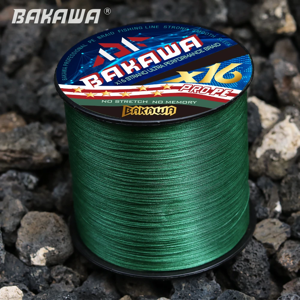 

BAKAWA 16 strands 300 Meters fishing line Japan multifilament PE braided line drag 26-70LB fishing line carp fishing accessories