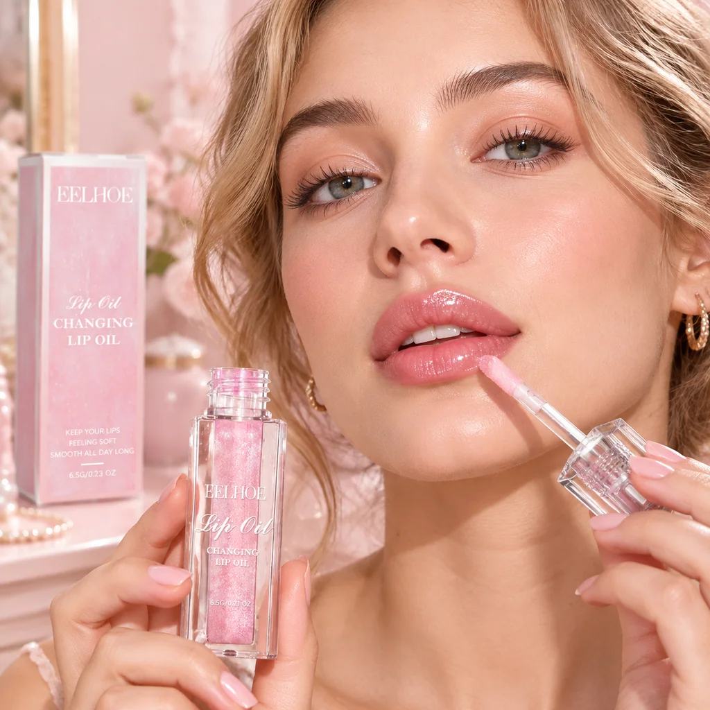 Pink Color Changing Lip Oil Tinted Lip Oil Hydrating Lip Gloss Glossy Lip Treatment Avocado Oil Pink Lip Care Portable Makeup