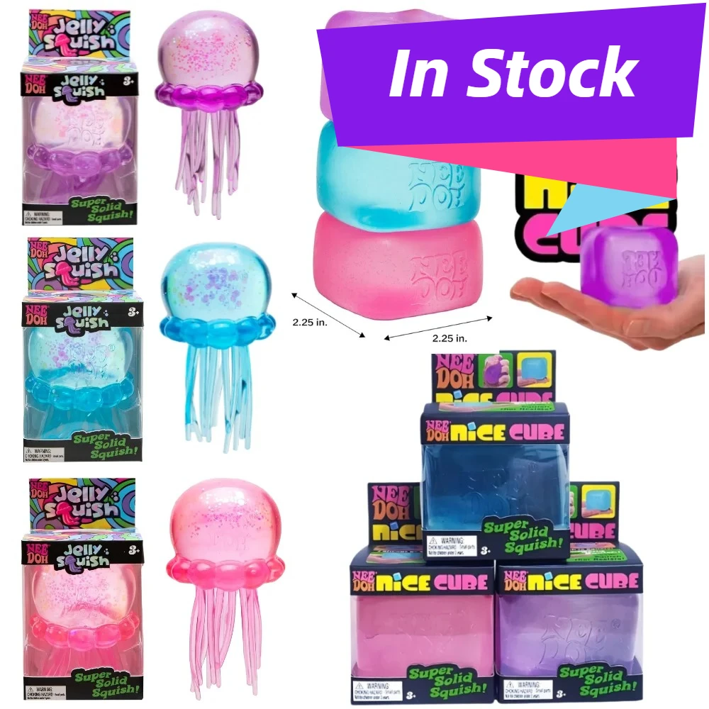 Trending Schylling Doh Jellyfish & Cube Squish Toy Soft Jelly Squeeze Stress Relief Fidget Toy, Sensory NeeDoh for Kids & Adults