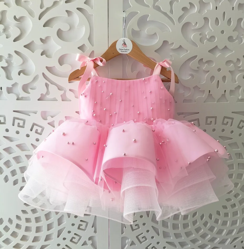 

New Pink Baby Girls Dress Puffy Tulle Tutu Christmas Birthday Party Gown Baby Vestidos Kid Gift 12M 24M