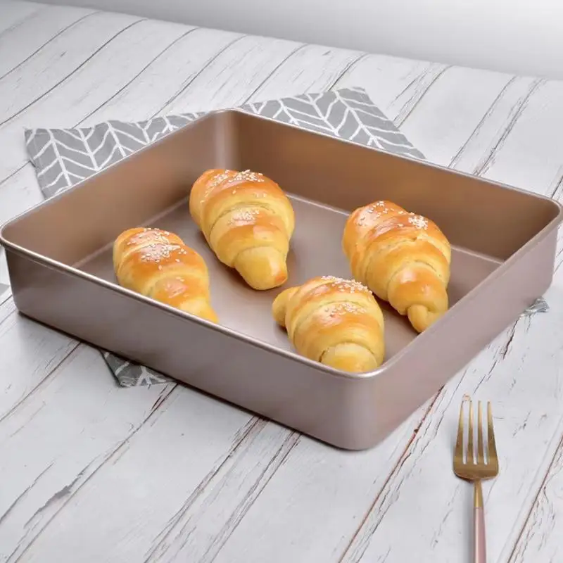 1pcs Nonstick Gold Rectangular Baking Pan Multisize Molder Bakeware Cake Brownie Large Rectangle Baking Tray Set