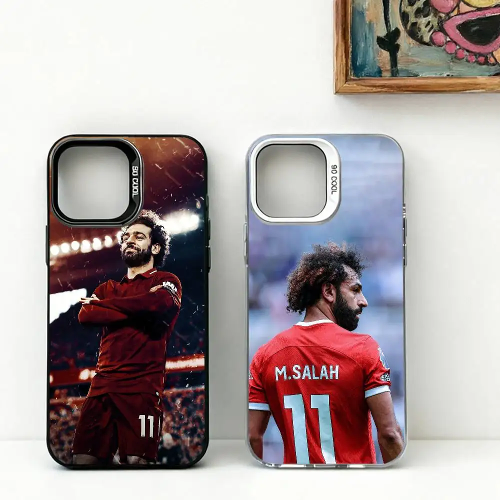 

Football Player M-Mohamed Salah Phone Case For iPhone 17,16,15,14,13,12,11 Plus,Pro Max,XS,Colorful Silver Black Cover