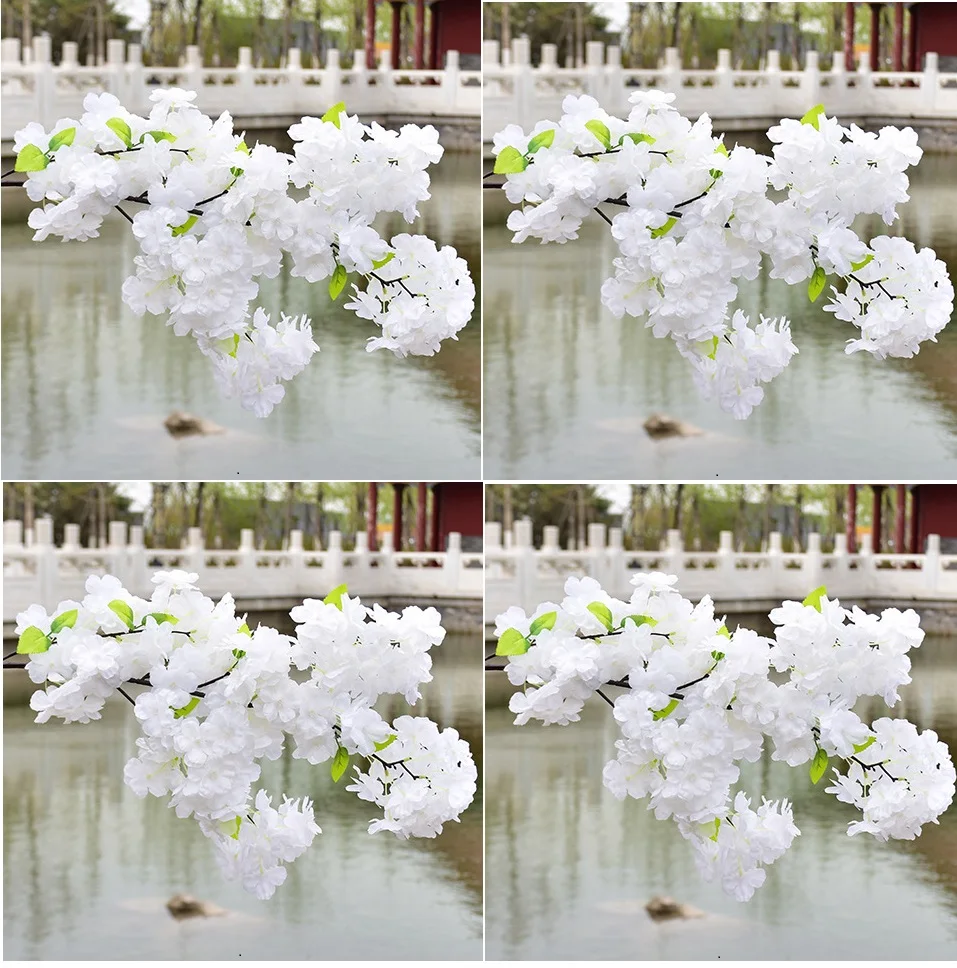 Japanische Sakura Kunstblumen, Seide, Kirschblüten, Hochzeit, Heimdekoration, Tischdekoration, Simulierte Blumen, 100 Stück – Detail 1