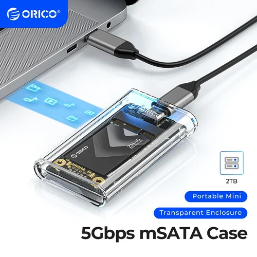 Adaptador externo transparente ORICO Mini MSATA SSD carcasa a USB 3,2 Gen1 adaptador de 5Gbps para MSATA NGFF SSD para caja de PC