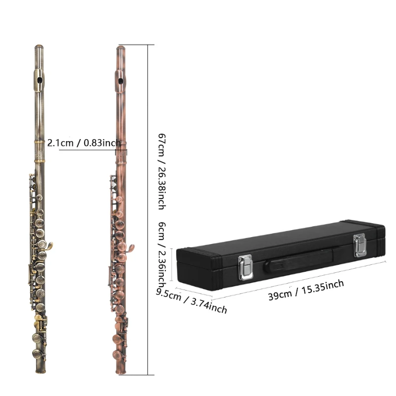 SLADE 16 ثقوب الناي C مفتاح مغلق الناي كوبرونيكل المهنية آلات النفخ الموسيقية العروض الناي مع أجزاء صندوق #4