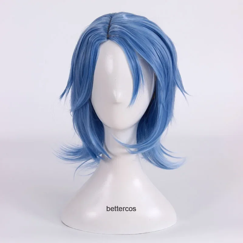 

Kingdom Hearts III Aqua Cosplay Wig Short Blue Styled Heat Resistant Synthetic Hair Wig Wig Cap