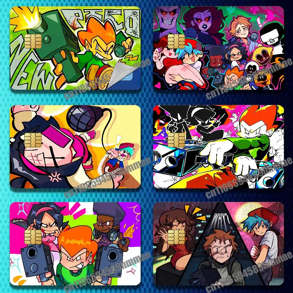 

For F-Friday Night Funkin Pico Sticker Paper Skin ID Bank Credit Film Self-adhesive Card Cover Decoration