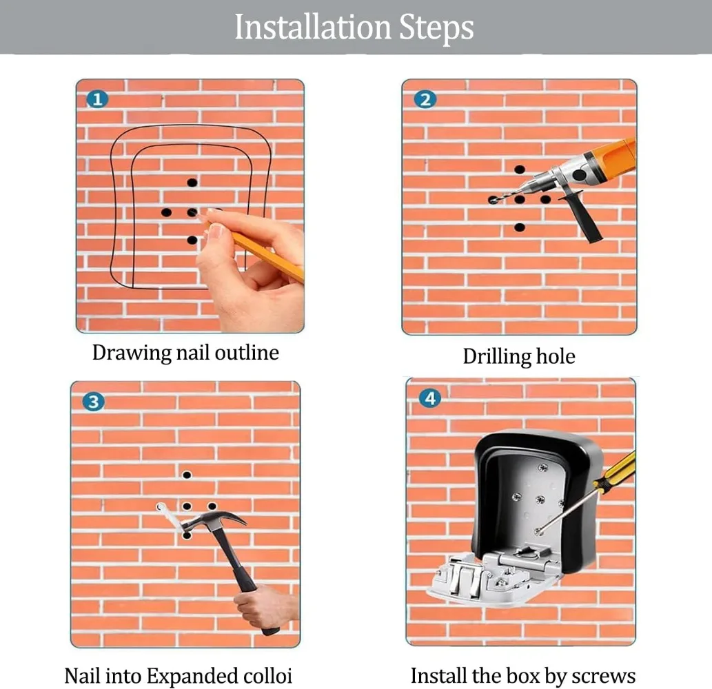 Сейф для ключей, настенный водонепроницаемый замок, сейф для ключей с с сбрасываемым 4-значным комбинацией, сверхмощный шкаф для ключей на открытом воздухе