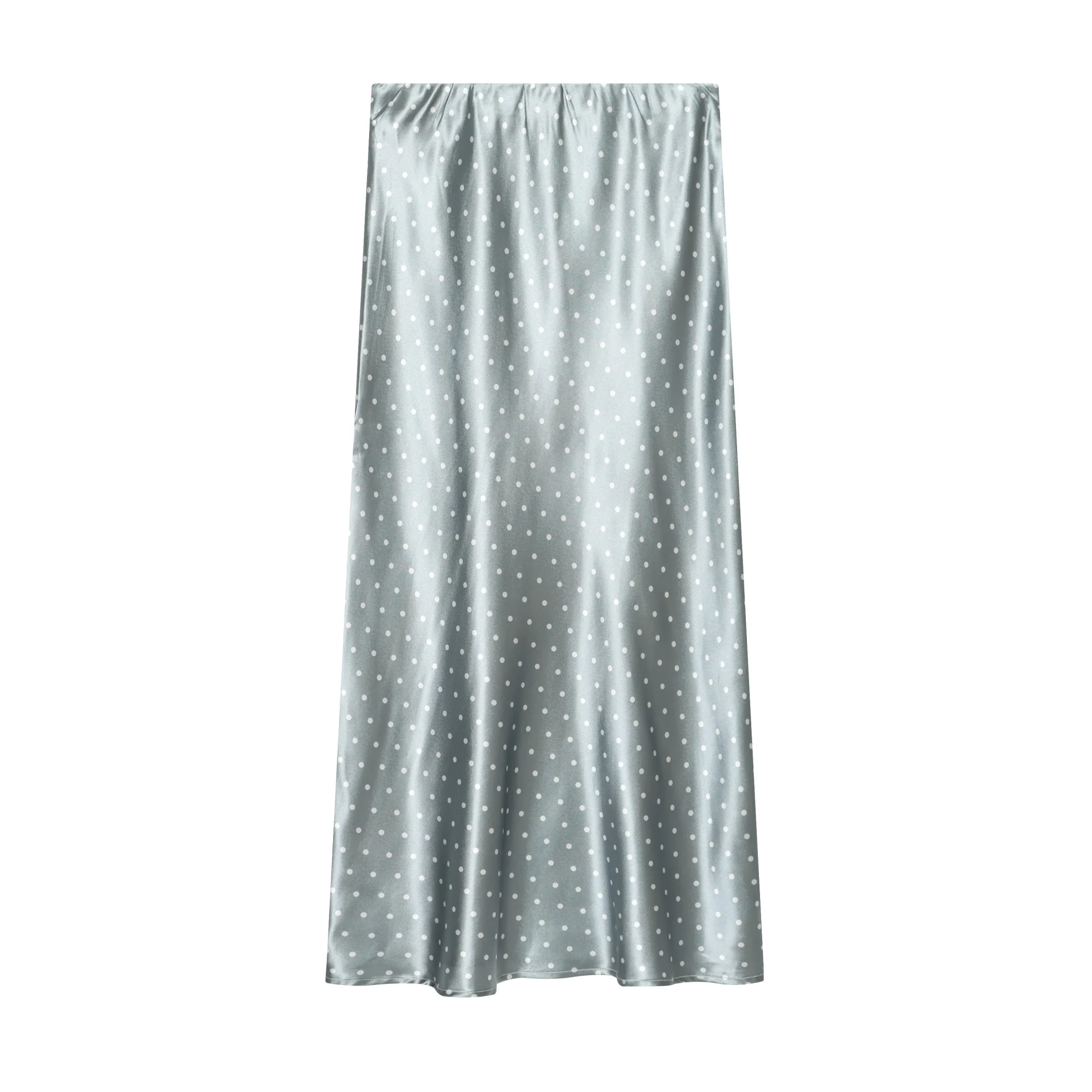 Eleganter Gepunkteter Satin-Midirock für Damen Hochgeschnittener Schicker Streetwear Sommer Neue Mode Damen Elastischer Hochbund-Rock – Detail 9