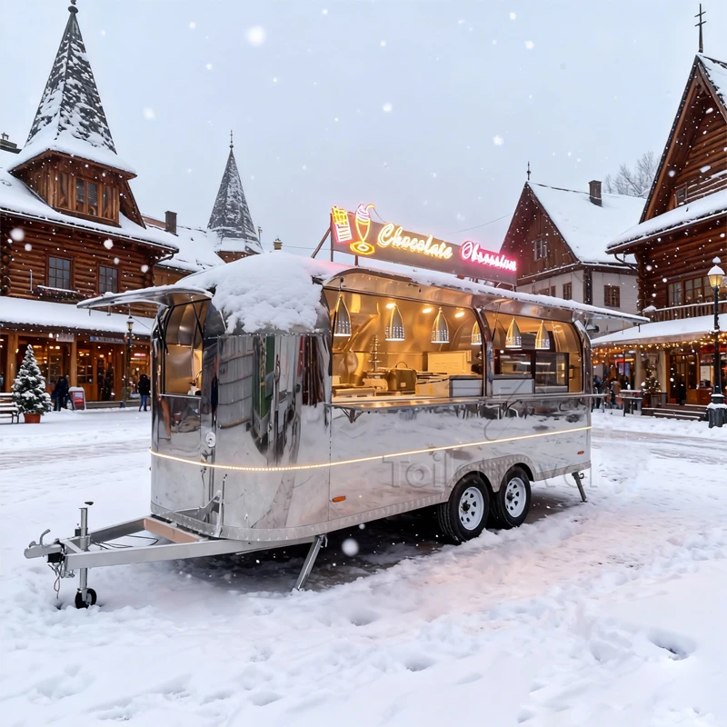 Ventas calientes de la calle, remolque de camión de comida, gofres, helado, giros, Chips, chaqueta de Churros, remolques de comida de patata para coches