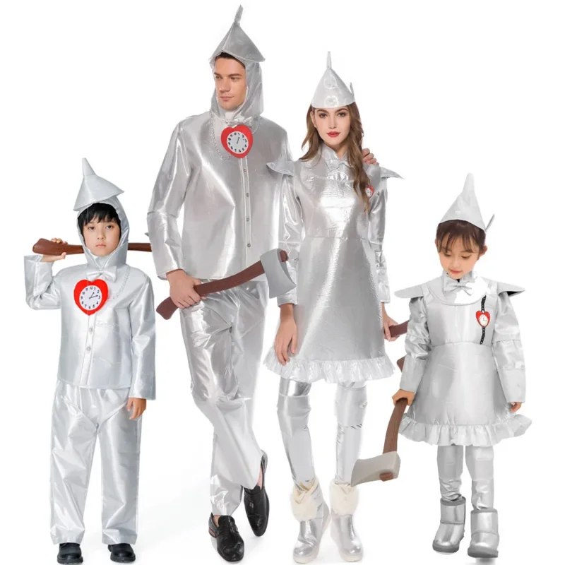 Zinn Mann Kostüm für Männer Kind Erwachsene Rollenspiel Halloween Karneval Tinman Cosplay Outfit Kostüm Clown Zirkus Party Kostüm verkleiden