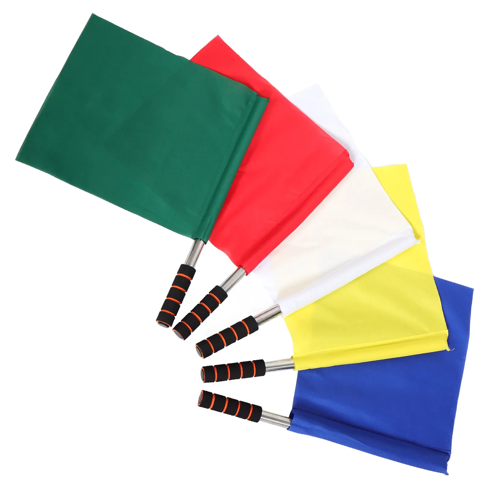 

5Pcs High Visibility Referee Flag Set Rugged Stainless Steel Handheld Flag for Soccer Race Competition Field