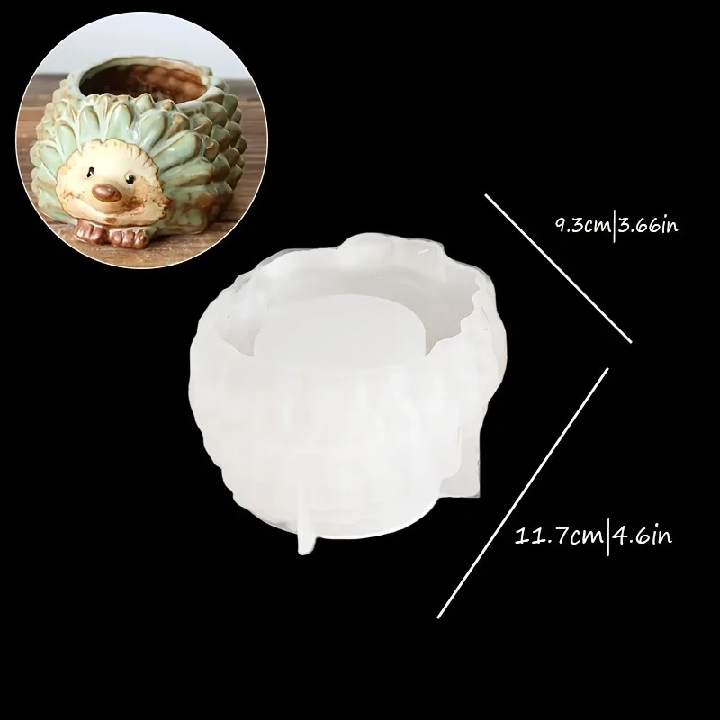 Resin silicone mold, hedgehog relief storage jar silicone mold, atmosphere decoration container, DIY shaping mold - view 4