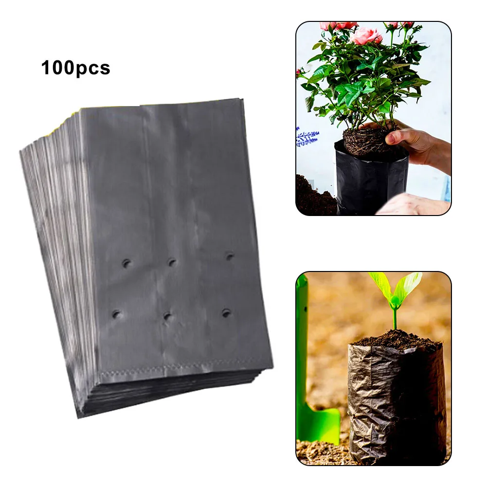 ปลูกถุงเนอสเซอรี่กระเป๋าผัก 100PCS Plant Grow กระเป๋า Plant Growth กระเป๋าหม้อดอกไม้ Thicken ประหยัดน้ํา