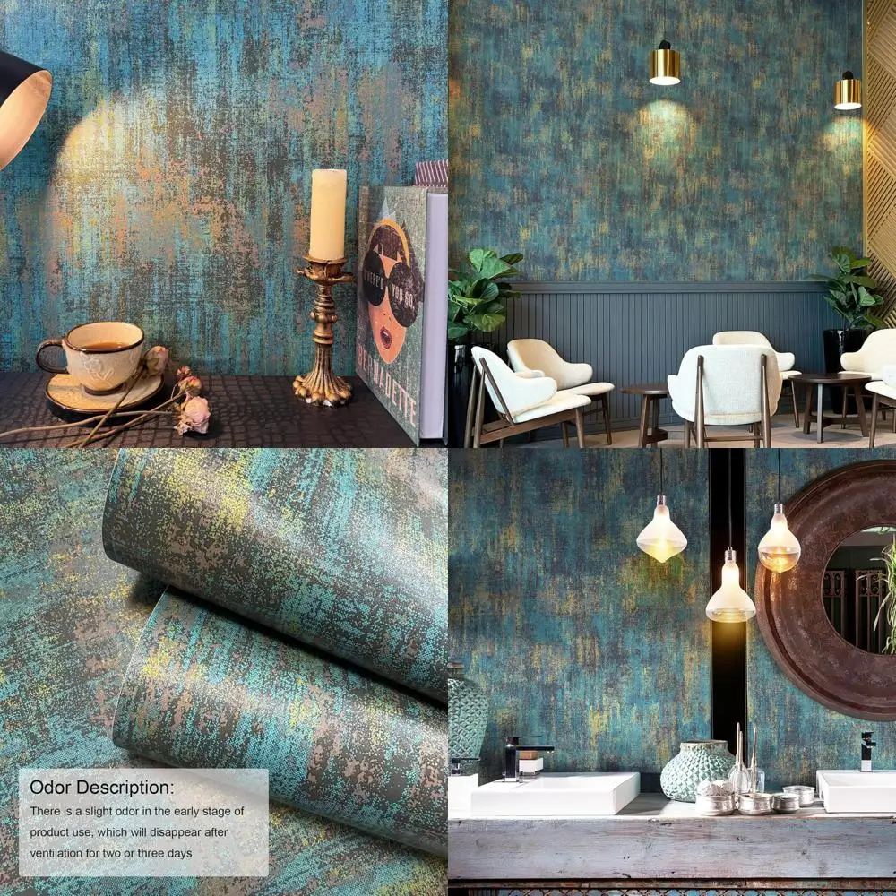 ورق جدران JiffDiff عتيق معدني قابل للتقشير واللصق ورق حائط خرساني معدني صناعي عصا حديثة على ورق جدران ذاتي اللصق