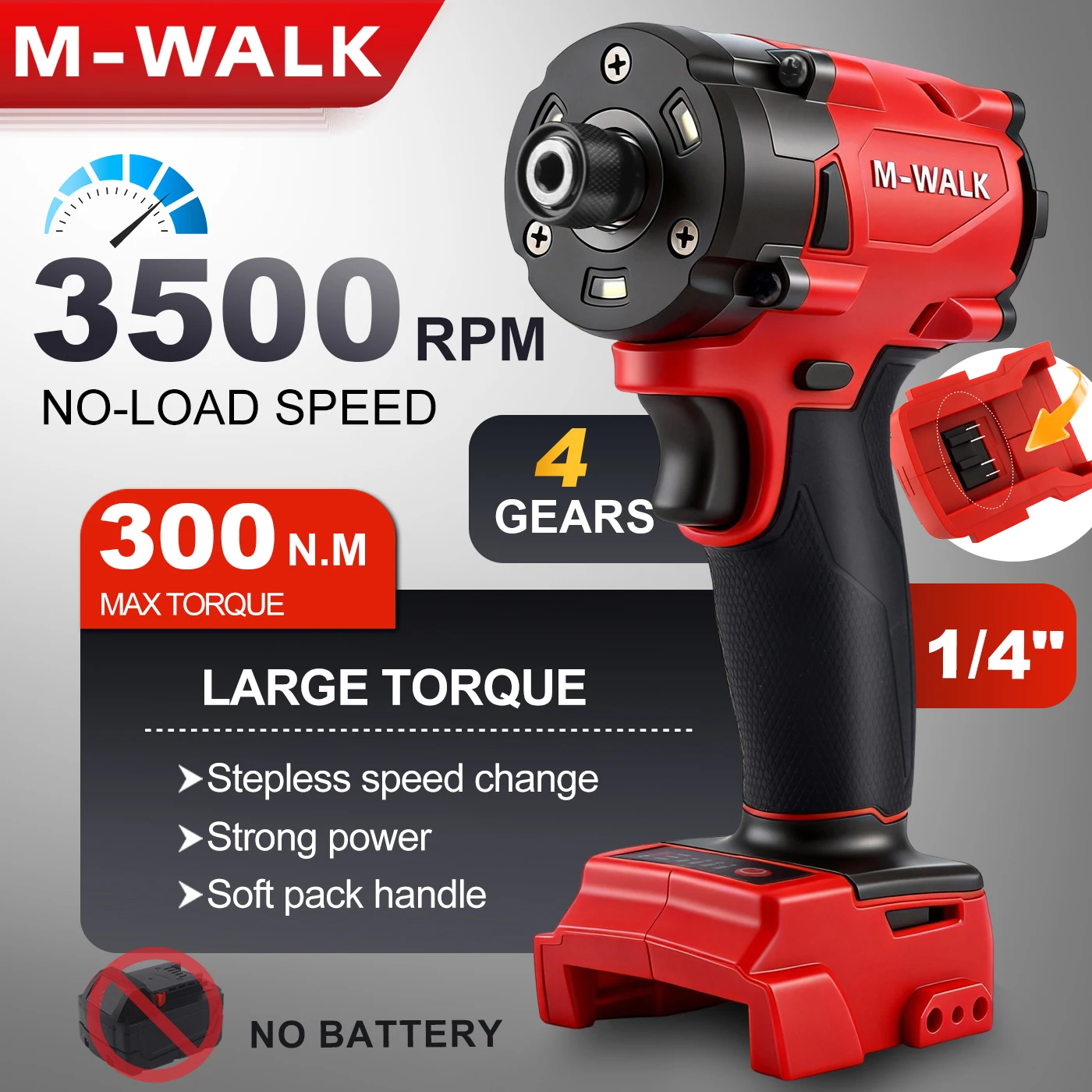 Cordless Brushless Electric Impact Screwdriver 1/4
