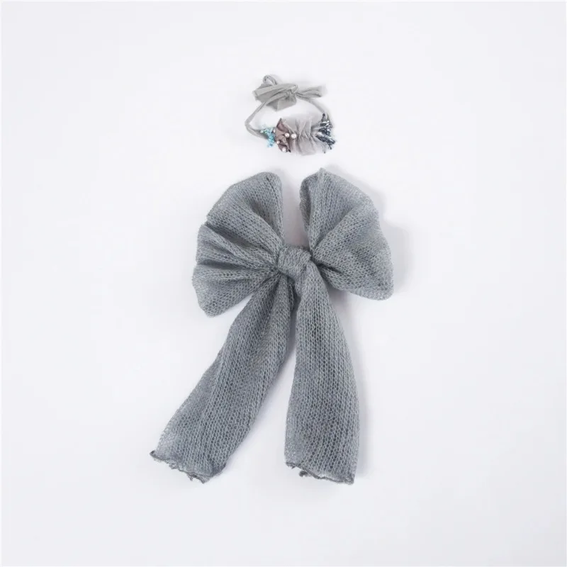 2pcs Butterfly Bowknot Pose Belt, Newborn Photoshoot Props with Stretchy Knit Wrap, Easy Pose Setup for Baby