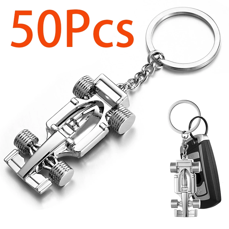 50Pcs Racing Car Model f1 Keychain Racing Key Chain Metal Model Car Key Fob Heavy Duty Keyring Car Accessory