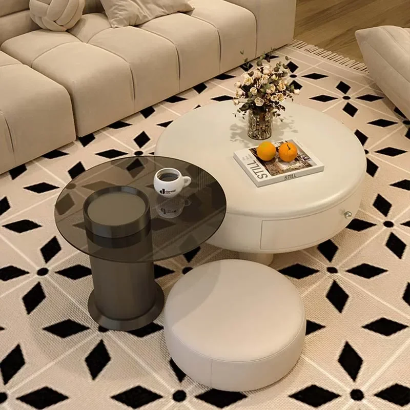 

Glass Storage Coffee Tables Luxury Cute Unique Design Living Room Side Table Round Modern Mesa Centro Salon Furniture For Home