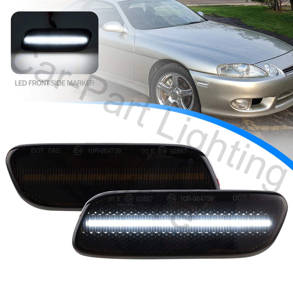 2 szt. Led przedni zderzak boczne światła obrysowe dla 1992-2000 Lexus SC300 SC400 włączony kierunkowskaz