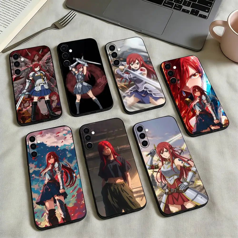 

Anime Fairy Tail E-Erza Phone Case For Samsung Galaxy A73,A72,A71,A70,A53,A52,A51,Soft Silicone Black Cover